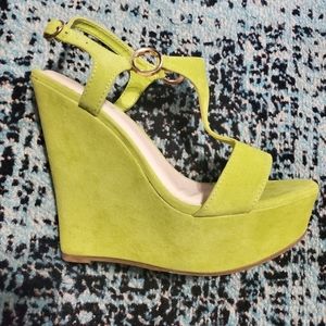 Lime green wedge heel sandals